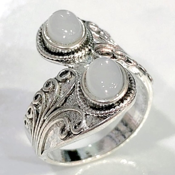 Unique silver double gem ring size 7 - Picture 2 of 4